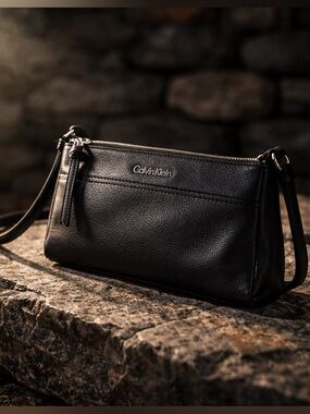 Calvin Klein Black Pebbled Leather Clutch